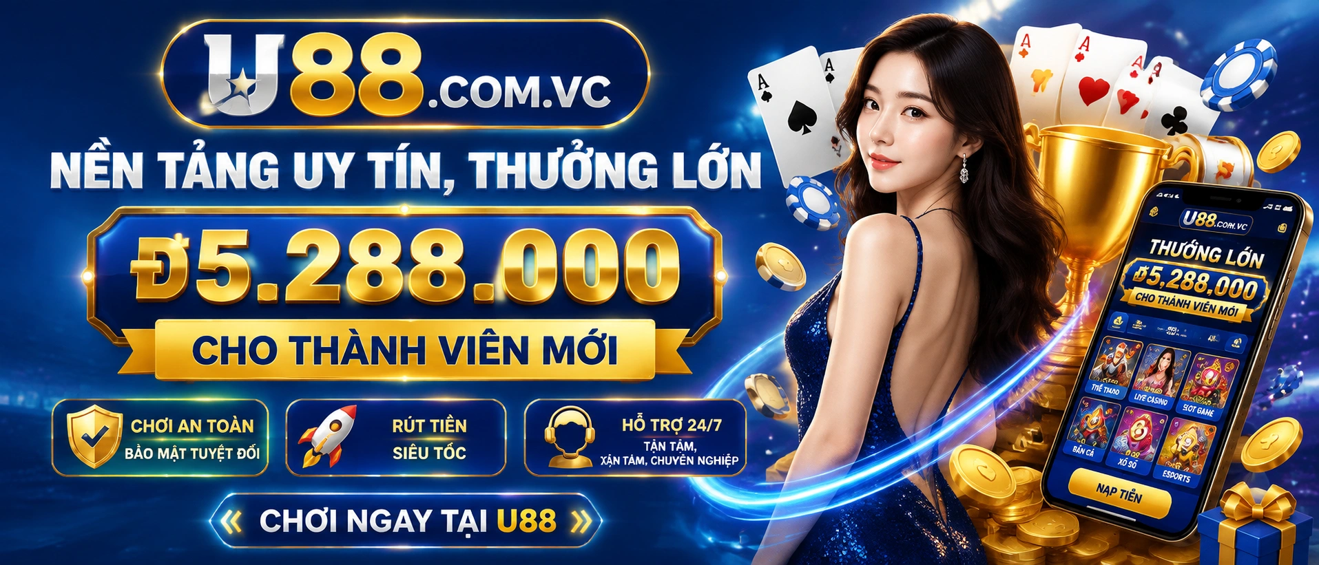 Khu trò chơi U88 trên giao diện sáng