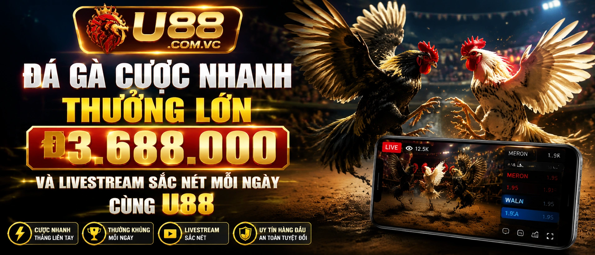 Màn hình danh mục Đá Gà Trực Tiếp trên U88